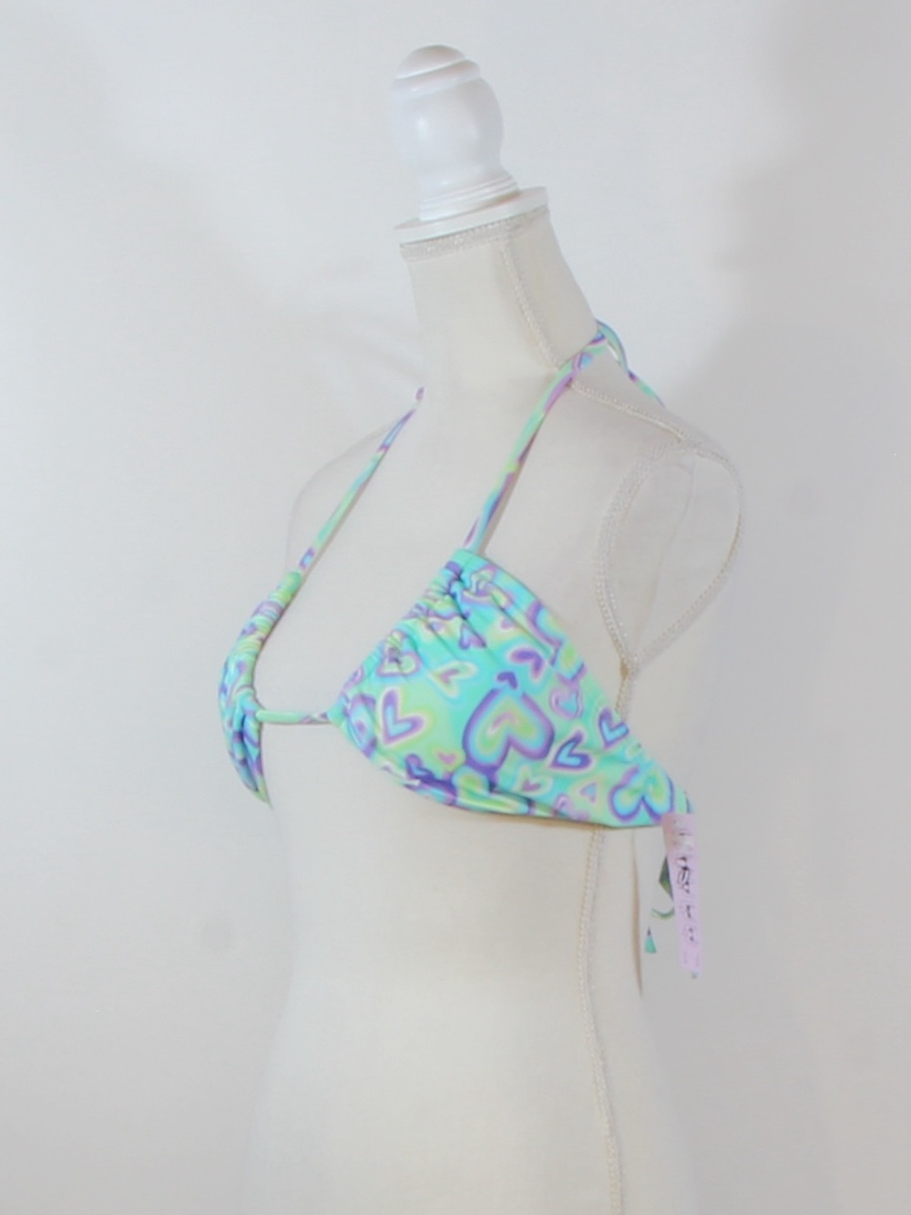 Wild Fable Blue Green Heart Print Triangle Bikini Top Women's Size M 8-10 NWT